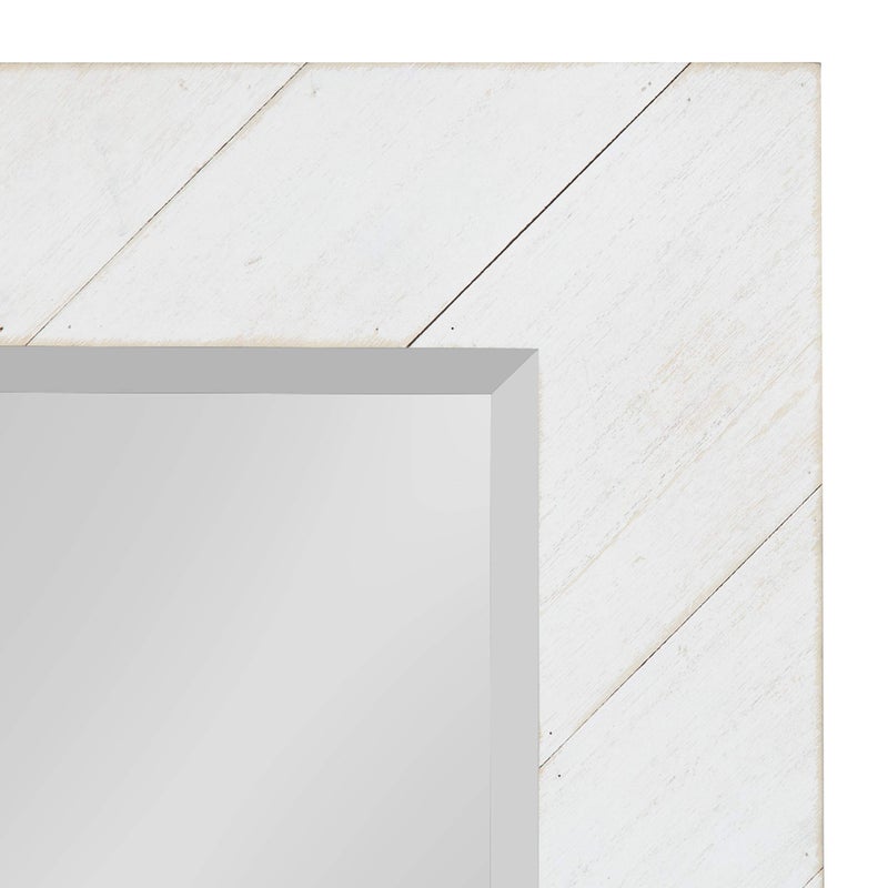 DesignOvation Rost Pieced Wood Framed Wall Accent Mirror, 23.5x29.5, White - Image 3
